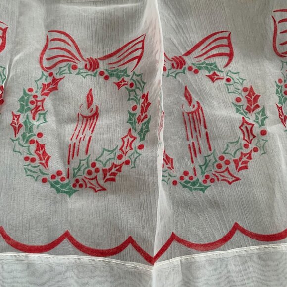Vintage Sheer Christmas Holiday Candle Wreath Half Apron - Picture 8 of 9